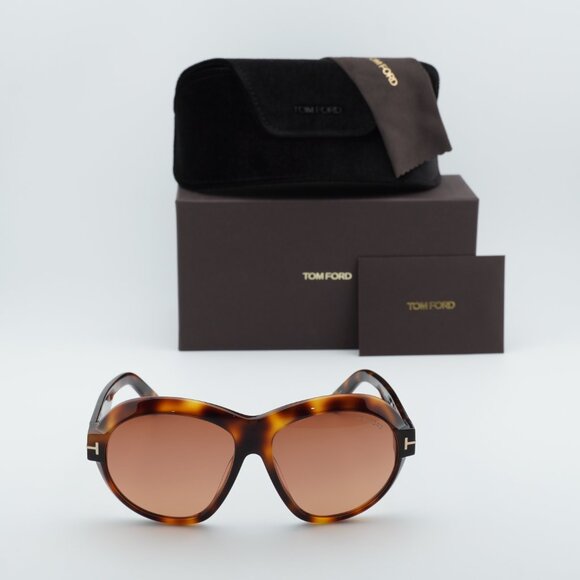 Tom Ford FT1113 53T Inger Geometric Sunglasses - Blonde Havana/Bordeaux - Picture 2 of 9